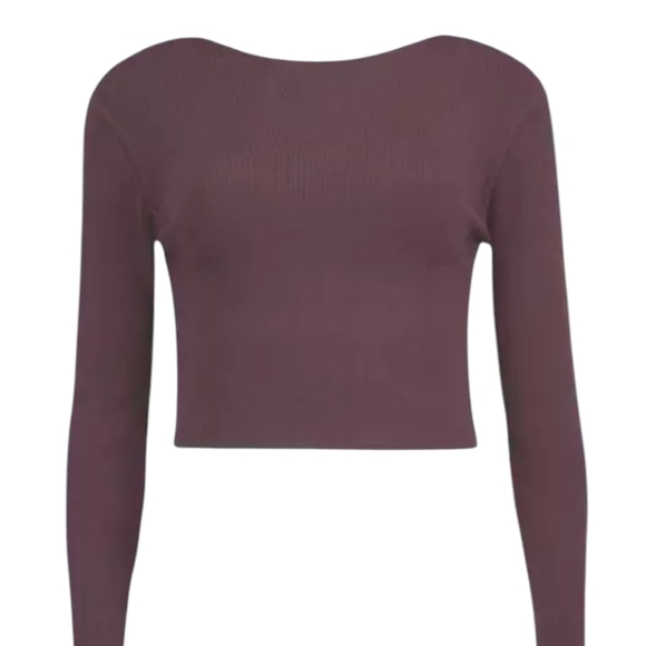 Ted Baker Long Sleeve Ribbed Effect Purple Crop Top Rose Gold Zip Croped Ted 1 - Picture 3 of 8